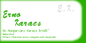 erno karacs business card